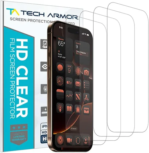 Vista 10 de Tech Armor Protector de pantalla para iPhone de 6.1 pulgadas, película transparente HD, máxima protección de pantalla, claridad cristalina, fácil