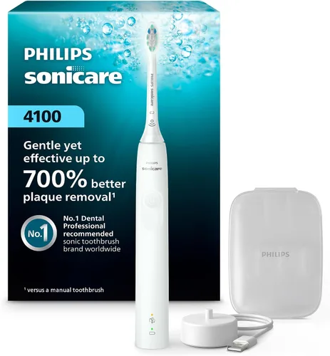 Vista 14 de Philips Sonicare 4100 HX3681/24 - Cepillo de dientes eléctrico recargable con sensor de presión, color negro 700% More Plaque Removal¹, Pressure