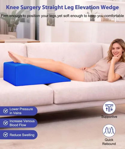 Vista 7 de Almohada de rodilla para cirugía de pierna recta con funda de enfriamiento, almohada de pierna para elevación de circulación sanguínea, cuña
