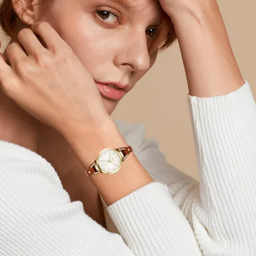 Vista 7 de BUREI Reloj de pulsera para mujer, correa de cuero simple, reloj de cuarzo de lujo, pequeño, delgado, para mujer, correa de pulsera Relogio Feminino