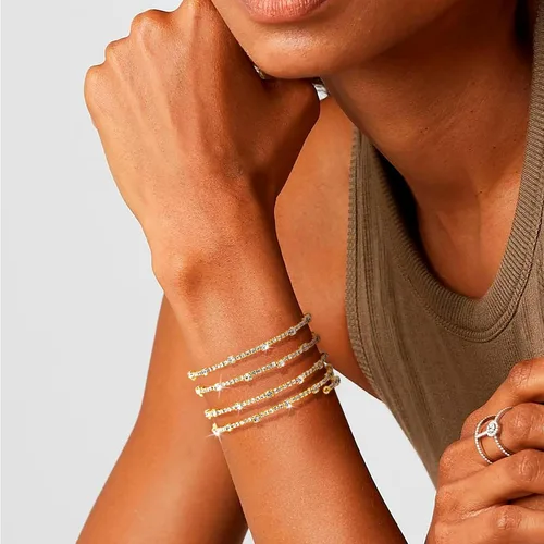 Vista 3 de Gold Bracelets for Women, Dainty Bracelets for Women Trendy, 14K Real Gold Bracelets Stack With Heart, Beaded, Cuban, Paperclip, Snake, Rope, Pearl