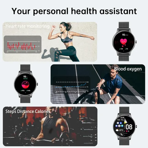 Vista 3 de Relojes inteligentes para hombres y mujeres (respuesta/hacer llamadas), pantalla HD de 1.27 pulgadas con monitor de frecuencia cardíaca/sueño, más