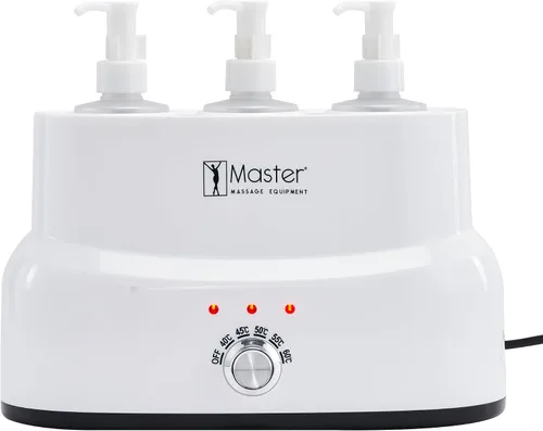 Vista 2 de Master Massage Aceite de masaje de tres botellas, loción, calentador de crema con botellas vacías, dispositivo de calefacción de crema de masaje