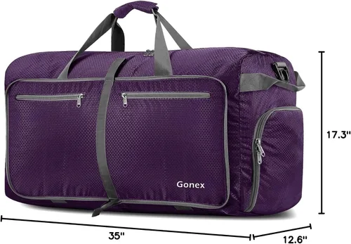 Vista 10 de Gonex Bolsa de viaje plegable grande de 40 L, 60 L, 80 L, 100 L, 150 L, con compartimento para zapatos, plegable, ligera, repelente al agua, bolsa