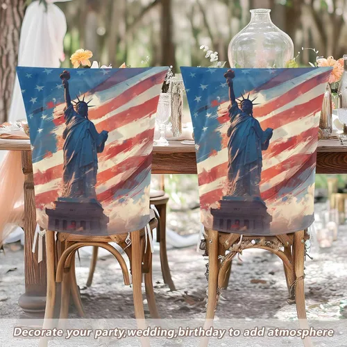 Vista 6 de 4th of July Independence Day White Liberty Decorative Covers for Chairs for Dining Room Chairs Soft Waterproof Chair Covers for Dining Chairs