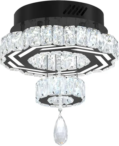 Vista 9 de Flashing God Candelabros modernos de cristal de 12 pulgadas, lámpara de techo de montaje empotrado, mini lámpara LED regulable para pasillo, lámpara