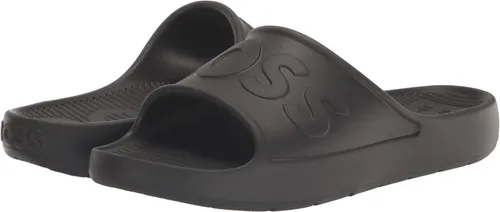 Vista 7 de BOSS Sandalias de vinilo con logotipo llamativo para hombre, Negro Galaxy