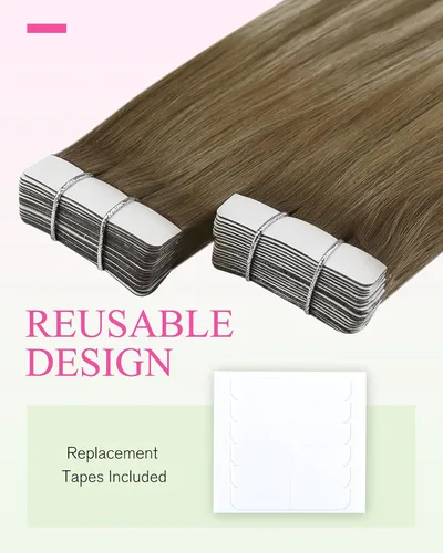 Vista 182 de YoungSee Extensiones de Cabello Humano con Cinta Balayage Extensiones de Cabello con Cinta Marrón Oscuro Extensiones de Cabello con Cinta Ombre