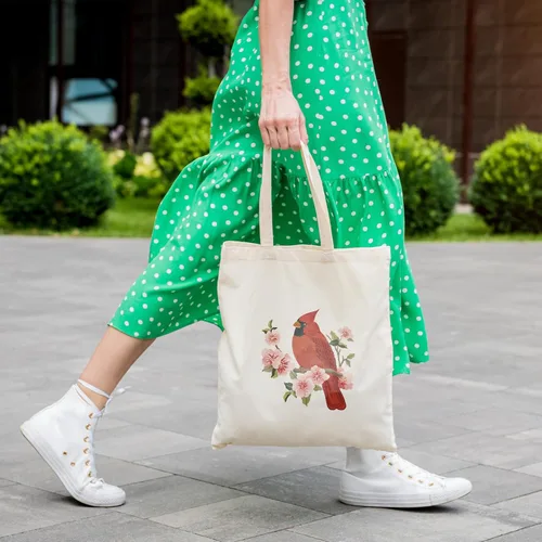 Vista 2 de Bolsa de lona Louise Maelys para mujer, linda estética cardenal, de algodón, para compras, regalo para mujeres, bolsas de comestibles reutilizables