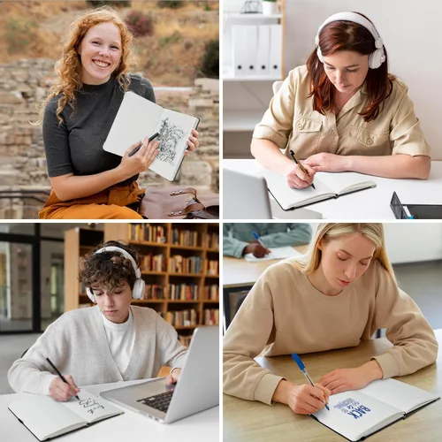 Vista 7 de ONAVIA Cuaderno rayado A5 - Papel grueso de 100 g/m², cuaderno de tapa dura para escribir, trabajo, viajes, escuela, cuaderno rayado para mujeres