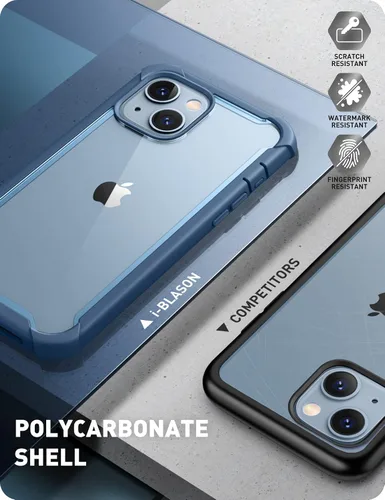 Vista 4 de i-Blason Ares - Funda diseñada para iPhone 14 Plus de 6.7 pulgadas (versión 2022), funda transparente resistente de doble capa con protector