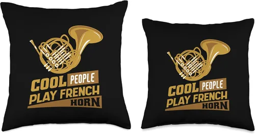 Vista 3 de Echoes Of Brilliance French Horn Cool People Play French Horn Music Throw Pillow, 16x16, Multicolor