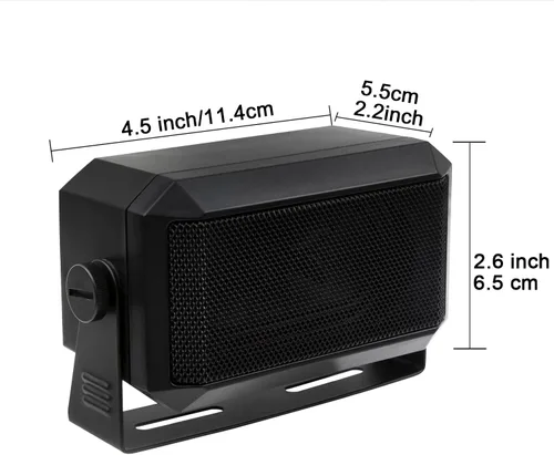 Vista 2 de Altavoz rectangular de comunicaciones externas para radioaficionado o CB y escáneres, 5 vatios, color negro