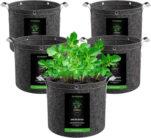 Vista 15 de VIVOSUN 5-Pack 25 Gallon 500G Fabric Grow Bags with Strap Handles
