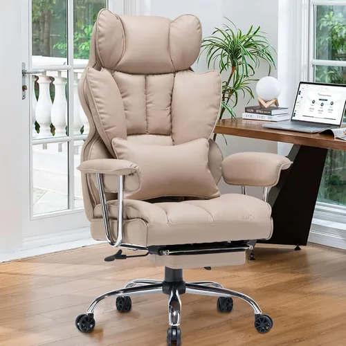 Vista 8 de Efomao - Silla ejecutiva de escritorio para oficina, con reposapiés, soporte lumbar y capacidad de carga hasta 400 libras, silla de computadora