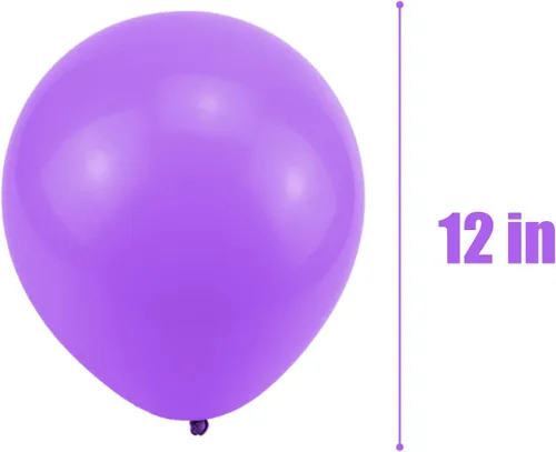 Vista 2 de Globos morados, globos de látex de 12 pulgadas, decoración de cumpleaños, boda, graduación, baby shower, fiesta, 100 unidades (morado)