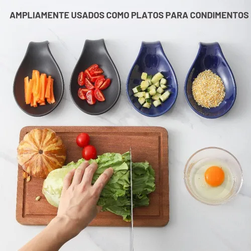 Vista 5 de Nihow Soporte de cuchara de cerámica: 4 pulgadas de soporte estable para utensilios - Soporte de cuchara resistente al calor para encimera de negro
