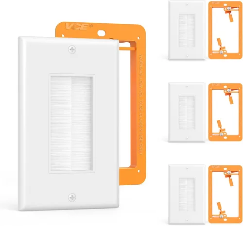 Vista 18 de VCE Placa de pared de cepillo con soporte, inserto de paso de cable, cubierta de pared decorativa de una sola banda para cables de bajo voltaje