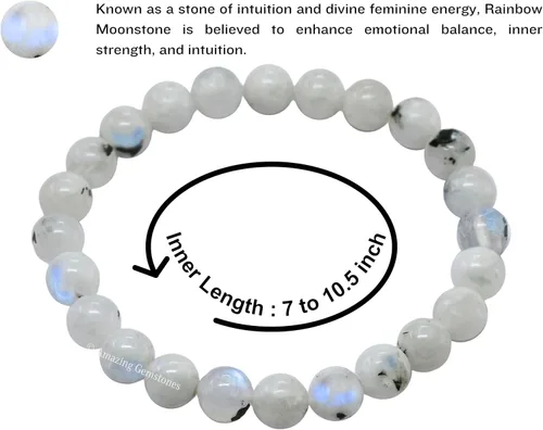 Vista 183 de Amazing Gemstone Crystal Bracelet for Women Men's Gifts - Protection Healing Crystal Bracelet - 8mm Gemstone Beaded Stretchable Bracelet Pulseras