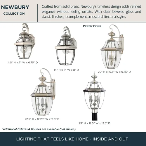 Vista 5 de Quoizel Newbury - Farol de poste para exteriores, poste de lámpara de campo francés de peltre de 23 pulgadas, 3 luces, poste exterior para patio