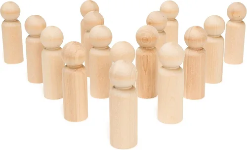 Vista 10 de Muñecas de madera en miniatura de 1-1/8 pulgadas, paquete de 100 muñecas pequeñas para manualidades, figuras en miniatura y juego de mundo pequeño