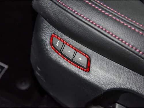 Vista 2 de Botones de memoria de asiento eléctrico de fibra de carbono, marco de cubierta de panel compatible con Mazda CX-5 2017 2018 2019 2020 2021 2022