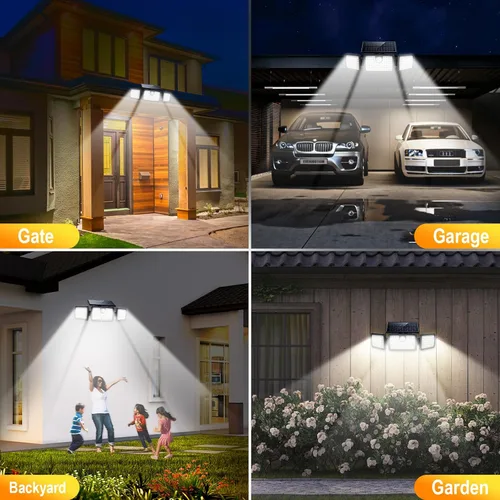 Vista 7 de MIHANI Luces Solares para Exteriores, Luces Solares con Sensor de Movimiento para Cubierta al Aire Libre con Alta Brillo, Panel Solar Integrado