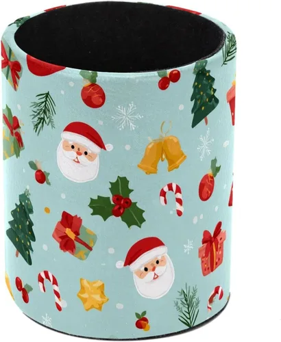 Vista 10 de Taza de PVC para escritorio, bastones de caramelo de Papá Noel rojo para organizador de bolígrafos de escritorio, soporte para brochas de maquillaje