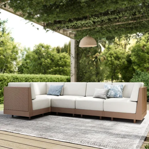 Vista 17 de PHI VILLA Juego de muebles seccionales de mimbre para patio, cojines de 8.7 Marrón