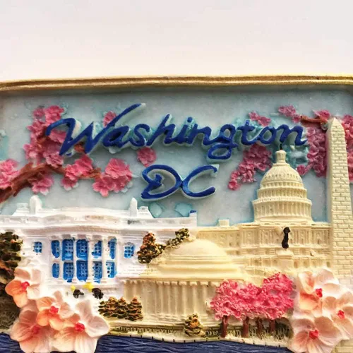 Vista 5 de Washington DC USA - Imán de nevera 3D hecho a mano, resina magnética, decoración del hogar, cocina, colección de imanes para nevera de Washington