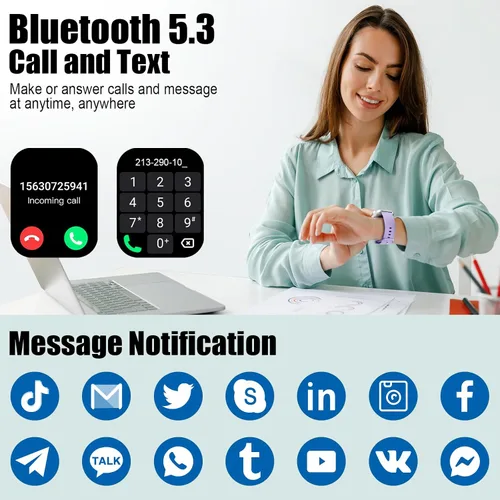 Vista 2 de Reloj inteligente para hombres y mujeres, 1.96 pulgadas HD Fitness Tracker Running Watch (respuesta/hacer llamadas), IP68 resistente al agua
