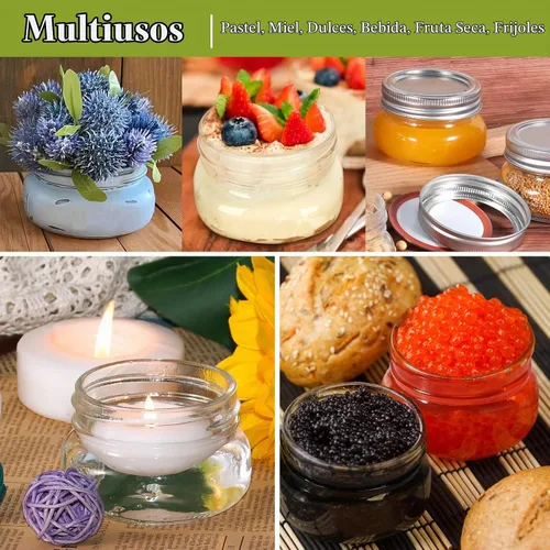 Vista 6 de BETROME Tarros Mason de 4 onzas, paquete de 24 tarros de vidrio de 4.1 fl oz con tapas de boca regular, tarros de vidrio para almacenamiento