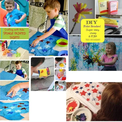 Vista 5 de Juego de 100 pinceles para niños sin derrames, con tapas de colores y bata de arte, juego de 100 pinceles para niños, pinceles de pintura para niños