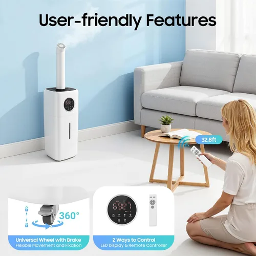 Vista 6 de Humidificador grande de 21L para el hogar de 3000 pies cuadrados, humidificador ultrasónico para toda la casa de 5.5 galones con 3 niveles