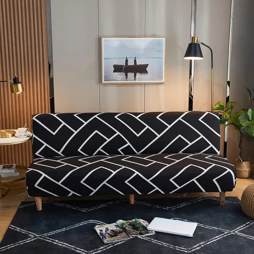 Vista 17 de ele ELEOPTION Funda de Sofá Cama sin Brazos Triangular Gris Funda Deslizable Elástica Fundas de Sofá Plegable Fundas de Sofá Fundas de Futón