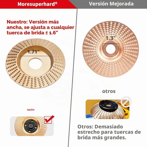 Vista 4 de Juego de discos de tallado de madera mejorados, 4 piezas para amoladora angular de 4 o 4-1/2 pulgadas con eje de 5/8 pulgadas, disco de moldeo