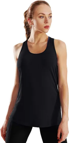 Vista 4 de Neleus camiseta sin mangas para mujer con espalda cruzada para yoga.