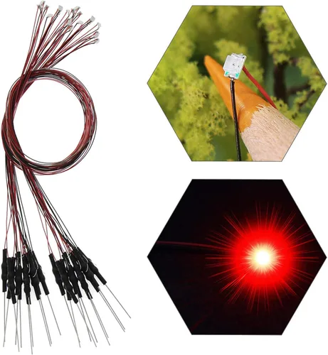 Vista 21 de L0603B 20pcs pre-cableado SMD LED 0603 Bule Diodo emisor de luz 12V Micro Litz Cable Cable Longitud 7.8 pulgadas (7.9 in) para DIY Manual