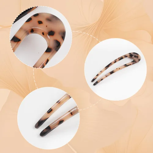 Vista 3 de Paquete de 2 horquillas para el cabello francés Benefree de 5.1 pulgadas en forma de U marfil para cabello fino y grueso, palillos de pelo clásicos