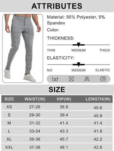 Vista 4 de Aolesy Pantalones casuales para hombre, ajustados, elásticos, sin pinzas, pantalones chinos ajustados para hombre