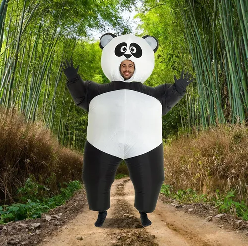 Vista 4 de Morph Disfraz inflable de panda gigante, talla única, color negro y blanco, Negro/Blanco