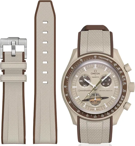 Vista 21 de Correa Stanchev para reloj Moonswatch, correa de silicona suave curvada sin espacio de 20mm para reloj Omega X Swatch Speedmaster, correa