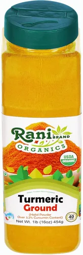 Vista 9 de Rani Polvo de Especias de Raíz de Cúrcuma Orgánica (Haldi), (Alto Contenido de Curcumina) 16oz (1lb) 454g Frasco PET ~ Todo Natural Vegano Apto