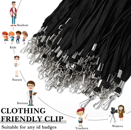 Vista 4 de Epakh 200 cordones para identificación con nombre y credencial para el cuello, con clips, correas para el cuello para oficina, escuela, enfermeras