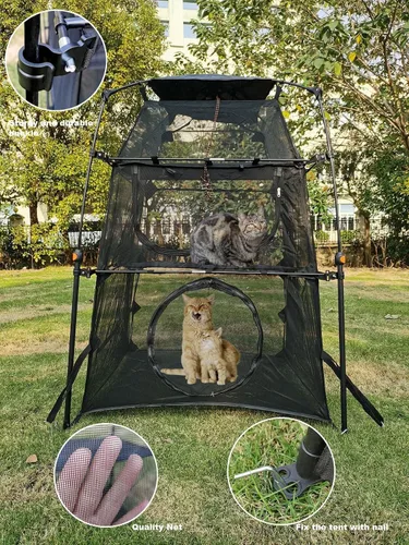 Vista 2 de Carcasas de campaña portátiles para mascotas y gatos para patio exterior