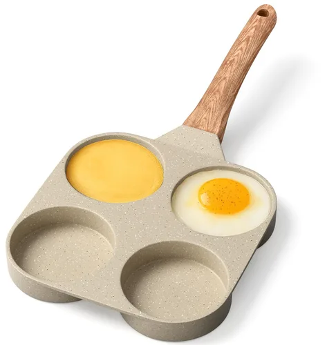 Vista 9 de Sartén antiadherente para freír huevos de 4 tazas, mármol azul, sartén para panqueques de granito, libre de PFOS y PFOA, aluminio fundido a presión