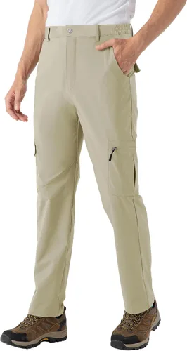 Vista 3 de BASUDAM Pantalones cargo de senderismo para hombre, de secado rápido, ligeros, elásticos, resistentes al agua con bolsillos