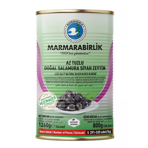 Vista 10 de Marmarabirlik Aceitunas negras enlatadas, aceitunas turcas en salmuera, recogidas a mano, aperitivos saludables, sabor vegano y mediterráneo