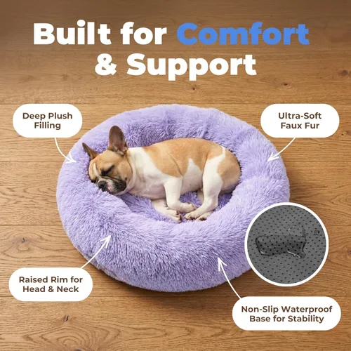 Vista 3 de Best Pet Supplies Casa para Perros Cama Colchoneta Carpa Interior Redonda Suave de Felpa para Razas Pequeñas, Medianas y Grandes - Lavanda, 20 x 20