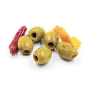 Vista 4 de Aceitunas verdes marinadas con mandarina y chile, sin hueso, 7.4 LB